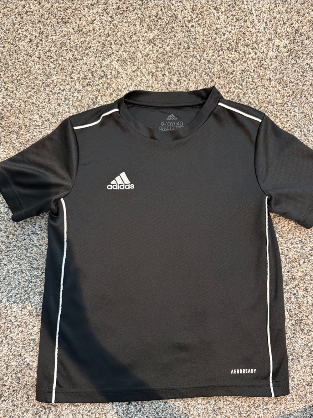 adidas Black AEROREADY Youth Short Sleeve Tee with White Logo
